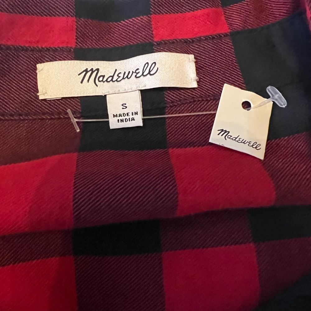 Madewell - NWT - red and black plaid shirt - Christmas sweater / long sleeve - Picture 5 of 6